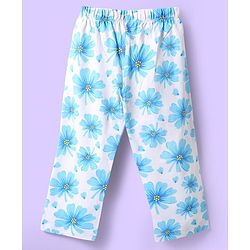 Babyhug Cotton Knit Half Sleeves Night Suit With Floral Print - Blue