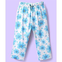 Babyhug Cotton Knit Half Sleeves Night Suit With Floral Print - Blue