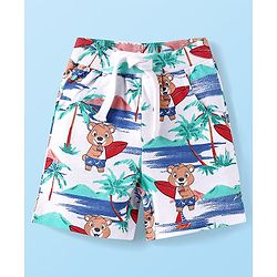 Babyhug Single Jersey Knit Half Sleeves Beach Theme Printed Co-ords Shirt & Shorts Set - White