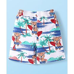 Babyhug Single Jersey Knit Half Sleeves Beach Theme Printed Co-ords Shirt & Shorts Set - White