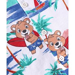 Babyhug Single Jersey Knit Half Sleeves Beach Theme Printed Co-ords Shirt & Shorts Set - White
