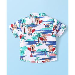 Babyhug Single Jersey Knit Half Sleeves Beach Theme Printed Co-ords Shirt & Shorts Set - White