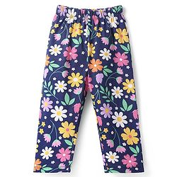 Babyhug Cotton Knit Half Sleeves Night Suit With Floral Print - Navy Blue