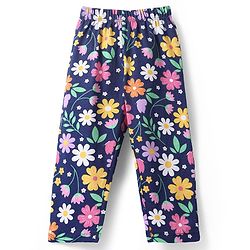 Babyhug Cotton Knit Half Sleeves Night Suit With Floral Print - Navy Blue