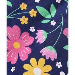 Babyhug Cotton Knit Half Sleeves Night Suit With Floral Print - Navy Blue