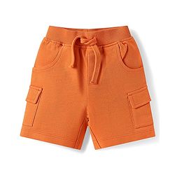 Babyhug Single Jersey Knit Half Sleeves Animal Printed T-Shirt & Shorts Set - Orange & Navy Blue