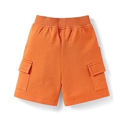 Babyhug Single Jersey Knit Half Sleeves Animal Printed T-Shirt & Shorts Set - Orange & Navy Blue