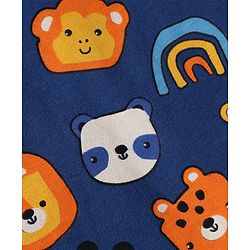 Babyhug Single Jersey Knit Half Sleeves Animal Printed T-Shirt & Shorts Set - Orange & Navy Blue