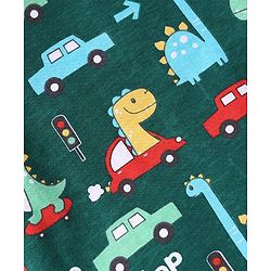 Babyhug Single Jersey Knit Half Sleeves Dino Printed T-Shirt & Shorts Set - Green & Beige