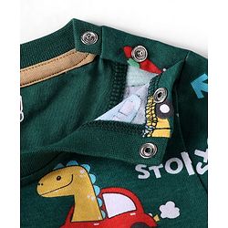 Babyhug Single Jersey Knit Half Sleeves Dino Printed T-Shirt & Shorts Set - Green & Beige