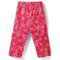 Babyhug Cotton Knit Half Sleeves Co-ords Night Suit with Floral Print - Red