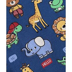 Babyhug Single Jersey Knit Half Sleeves T-Shirt & Shorts Set with Animal Print - Navy Blue & Red