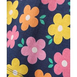 Babyhug Cotton Knit Half Sleeves Co-ords Night Suit With Floral Print - Navy Blue