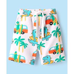 Babyhug Single Jersey Knit Sleeveless Beach Theme Printed Tank Co-ords T-Shirt & Shorts Set - White