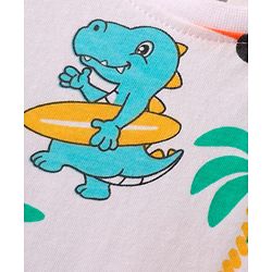 Babyhug Single Jersey Knit Sleeveless Beach Theme Printed Tank Co-ords T-Shirt & Shorts Set - White