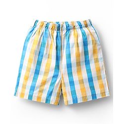 Babyhug Cotton Woven Above Knee Length Boxers With Checks & Football Print Pack Of 3 - Red Yellow & White