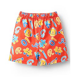 Babyhug Cotton Woven Above Knee Length Boxers With Checks & Football Print Pack Of 3 - Red Yellow & White