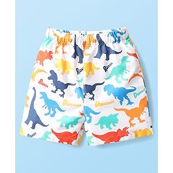 Babyhug Cotton Woven Boxers With Checks & Dino Print Pack Of 3 - Red Blue & White