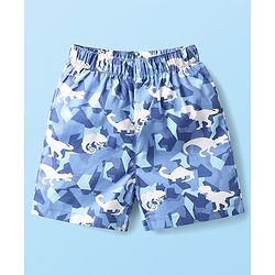 Babyhug Cotton Woven Boxers With Checks & Dino Print Pack Of 3 - Red Blue & White
