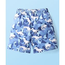 Babyhug Cotton Woven Boxers With Checks & Dino Print Pack Of 3 - Red Blue & White