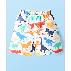 Babyhug Cotton Woven Boxers With Checks & Dino Print Pack Of 3 - Red Blue & White