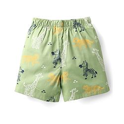 Babyhug Cotton Woven Boxers with Checks & Animal Print Pack Of 3 - Black Green & Navy Blue