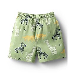 Babyhug Cotton Woven Boxers with Checks & Animal Print Pack Of 3 - Black Green & Navy Blue