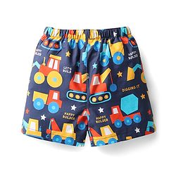 Babyhug Cotton Woven Above Knee Length Boxers With Checks & Vehicle Print Pack Of 3 - Blue