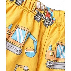Babyhug Cotton Woven Above Knee Length Boxers With Checks & Construction Vehicle Print Pack Of 3 - Yellow Navy Blue & White