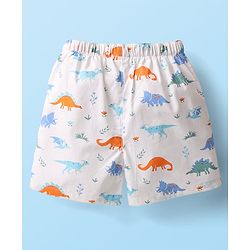 Babyhug Cotton Woven Above Knee Length Boxers With Animal & Star Print -   Navy Blue Yellow & White