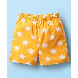 Babyhug Cotton Woven Above Knee Length Boxers With Animal & Star Print -   Navy Blue Yellow & White