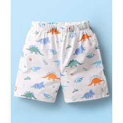 Babyhug Cotton Woven Above Knee Length Boxers With Animal & Star Print -   Navy Blue Yellow & White