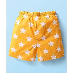 Babyhug Cotton Woven Above Knee Length Boxers With Animal & Star Print -   Navy Blue Yellow & White