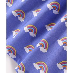 Babyhug Single Jersey Knit Half Sleeves Frock  with Rainbow & Heart Print with Bow Applique Pack of 2- Pink & Blue
