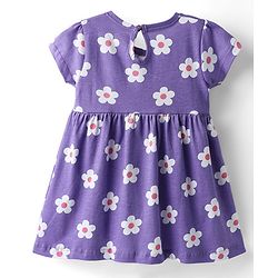 Babyhug Single Jersey Knit Half Sleeves Frocks with Ship & Floral Print Pack of 2 - Pink & Violet