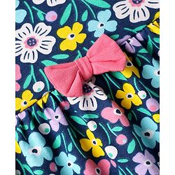 Babyhug Single Jersey Knit Half Sleeves Polka Dot & Floral Printed Frocks With Bow Applique Pack of 2 - Navy Blue & Pink