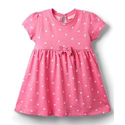 Babyhug Single Jersey Knit Half Sleeves Polka Dot & Floral Printed Frocks With Bow Applique Pack of 2 - Navy Blue & Pink