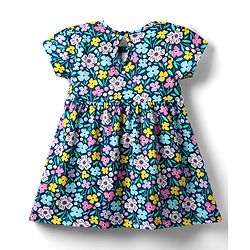 Babyhug Single Jersey Knit Half Sleeves Polka Dot & Floral Printed Frocks With Bow Applique Pack of 2 - Navy Blue & Pink