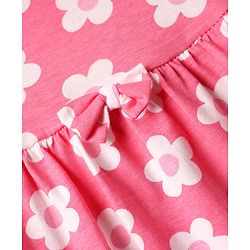 Babyhug Single Jersey Knit Half Sleeves Floral & Ice Cream Printed Frocks With Bow Applique Pack of 2 - Yellow & Pink