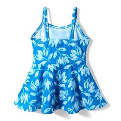 Babyhug Water Repellant Sleeveless Frock Swimsuit With Floral Print - Light Blue