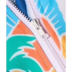 Babyhug Water Repellent Half Sleeves Legged Swimsuit With Tropical Print - Aqua Blue