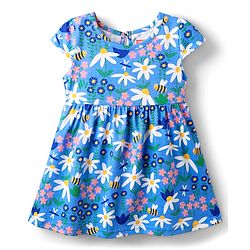 Babyhug Single Jersey Half Sleeves Frocks with Floral & Rainbow Pack of 2 - Pink & Blue