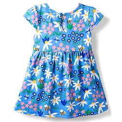 Babyhug Single Jersey Half Sleeves Frocks with Floral & Rainbow Pack of 2 - Pink & Blue