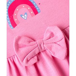 Babyhug Single Jersey Half Sleeves Frocks with Floral & Rainbow Pack of 2 - Pink & Blue