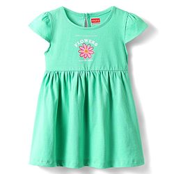 Babyhug Single Jersey Knit Half Sleeves Frock With Floral Print Pack Of 2 - Pink & Light Green