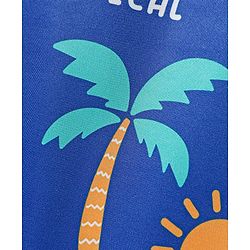 Babyhug Water Repellant Half Raglan Sleeves Legged Swimsuit With Beach Theme Print - Blue