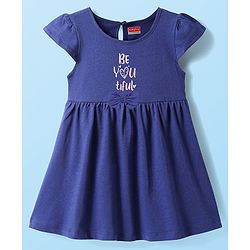 Babyhug Single Jersey Knit Short Sleeves Frocks With Floral Print Pack Of 2 - Blue
