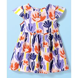 Babyhug Single Jersey Knit Short Sleeves Frocks With Floral Print Pack Of 2 - Blue