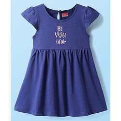 Babyhug Single Jersey Knit Short Sleeves Frocks With Floral Print Pack Of 2 - Blue