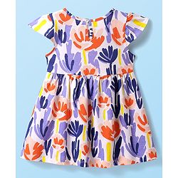 Babyhug Single Jersey Knit Short Sleeves Frocks With Floral Print Pack Of 2 - Blue